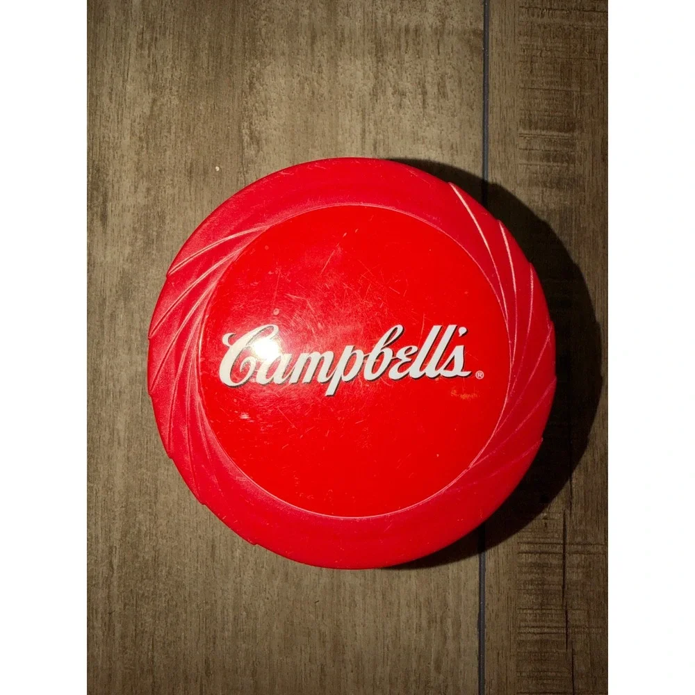 Campbell Soup‎ Can Round Plastic Container Red White Storage Lid vintage